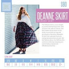 Sizing Chart For The Lularoe Deanne Skirt This Full Wrap