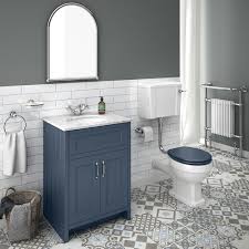 Black and white shower tile can totally change the whole perception of your bathroom because you can use the tile. Chatsworth Blue White Marble 4 Piece Low Level Bathroom Suite Victorian Plumbing Uk