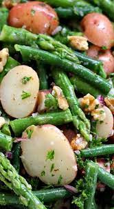 Potato Salad With Green Beans And Asparagus Green Valley Kitchen Recipe Bean Recipes Recipes Cooking Recipes
