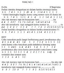 Dibawah ini kami sajikan not angka lagu pop dan romantis milik anji yang berjudul menunggu kamu. Lirik Not Angka Yang No 1 D Bagindas