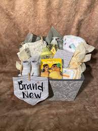 Gender Neutral Baby Shower Gift Basket Gender Neutral New Etsy In 2021 Gender Neutral Baby Shower Gifts Baby Shower Gift Basket Baby Boy Gift Baskets