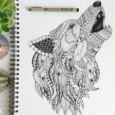 Zentangle Wolf Art Print Animal Mandala Illustration Etsy In 2021 Wolf Art Print Zentangle Animals Art Wolf Art