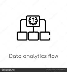 Outline Data Analytics Flow Chart Vector Icon Isolated Black