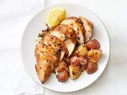 Garlic Chicken And Potatoes Recipe Food Network Recipes Meals Under 500 Calories Healthy Recipes