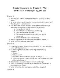 I predict that they will at least attempt to bring i am doing the same project as you and summaries for this book are required! Chapter Questions For In The Heat Of The Night Part 1 By Amy Bouchard