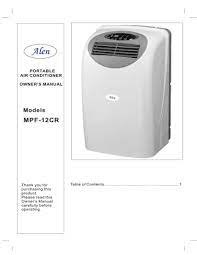 Portable air conditioners help cool your space when you can't use a window unit. Alen Mpf 12cr Portable Air Conditioner Owner S Manual Manualzz