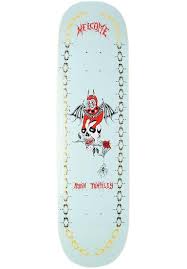 Your choice of free griptape. Angel Ryan Townley Enenra Welcome Skateboard Decks In Light Teal Gold Foil Titus