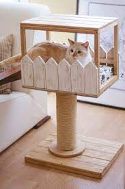 Complete Park For Cats With Scraper And Bed Made With Parque Completo Para Gatos Con Rascador Y Camita Hecho Diy Cat Tree Pet Furniture Cat House Diy