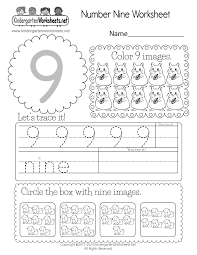 Free Printable Number 9 Worksheets