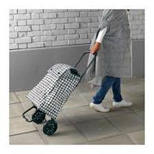Ikea Knalla Shopping Bag With Wheels Black White The Shopping Bag And Cart Are Easy To Store Since They Fold Flat Compras Disenos De Unas Techo De Patio