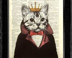 Cat Art Print Cat Poster Cat King Acrylic Painting Vintage Book Page Print Dictionary Art Print Dictionary Print Kitten Art Cat Painting Cat Wall Art