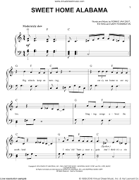 Skynyrd Sweet Home Alabama Beginner Sheet Music For Piano Solo In 2020 Sweet Home Alabama Chords Sweet Home Alabama Sheet Music