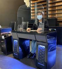 Acrylic Shield For Table Sneeze Guard Nail Table Shield In 2020 Sneeze Guard Salon Interior Design Dental Office Design