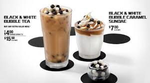 Here in the u.s., while there are very popular bubble tea shops (at least in the los angeles area), it's not like the tv spots promoting mcdonald's bubble tea are a bit annoying. Black White Bubble Tea Black White Bubble Caramel Sundae Bubble Tea Food Food Design