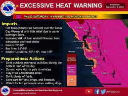 Today will be just on the verge of excessive heat by 3 p.m. National Weather Service Upgrades Bay Area S Extreme Heat Watch To Excessive Heat Warning