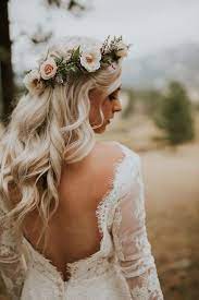 30 Bridal Hairstyles For Perfect Big Day Prom Hoco Hair Wedding Updo Hairstyles Braid Styles Flower Crown Hairstyle Flower Crown Bride Bridal Hair Flowers