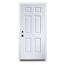 Therma Tru Benchmark Doors 32 In X 80 In Steel Right Hand Inswing Ready To Paint Unfinished Fire Rated Prehung Single Door Brickmould Included Lowes Com Therma Tru Steel Entry Doors Entry Doors