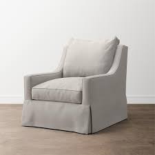 Exeter Accent Chair With Small Track Arm Designer Comfort White Slipcovered Chair Swivel Chair Living Room Bassett Furniture