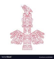Wolf and eagle totem pole doodle art Royalty Free Vector