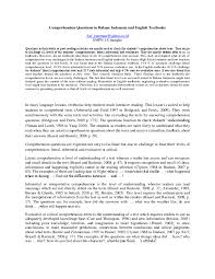 If you would like help correlating making practice fun to your algebra. Pdf Comprehension Questions In Bahasa Indonesia And English Textbooks Asf Suarman Academia Edu