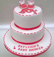 Red And White Baby Shower Cake With Sugarpaste Baby Vans Baby Shower Cakes Shower Cakes Cake
