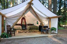 Rustic And Unique Safari Tent Accommodation With Outdoor Barbecue In Olympia Tent Glamping Tent Design Country Cabin