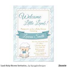 Lamb Baby Shower Invitation Blue Baby Boy Lamb Zazzle Com Lamb Baby Shower Invitations Baby Shower Invitations For Boys Baby Shower Invitations