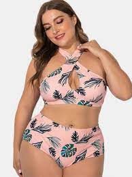 Plus Size High Waist Bikinis Print Criss Cross Women Swimsuits High Waisted Bikini Plus Size Bikini High Waist Bikini Swimsuit