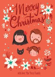 Add a photo to one of our festive designs, or create your own. Sweet Illustrated Family Portrait Christmas Holiday Card Christmas Card Illustration Holiday Illustrations Christmas Illustration