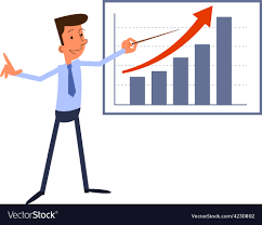 Cartoon Businessman Presents Growth Chart