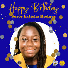 🎊🎉Happy birthday to our favorite Rhoer advisor, Soror Latisha Hodges. We  hope your day is great!💛🐩💙