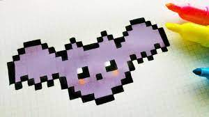 Handmade Pixel Art - How To Draw a Kawaii Bat #pixelart #Halloween - YouTube