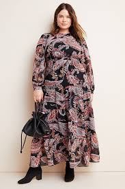 Black Boho Maxi Dress Uk Plus Size Black Paisley Long Sleeve Boho Maxi Dress Women S In 2020 Paisley Maxi Dress Long Sleeve Boho Maxi Dress Maxi Dress With Sleeves