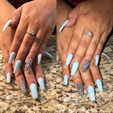 Perfect for practicing nail art and designs. Baby Blue Light Blue Coffin Nails With Glitter Novocom Top