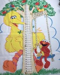 Details About Vtg Sesame Street Big Bird Elmo Growth Chart Quilt Top Fabric Panel Wall Hanging