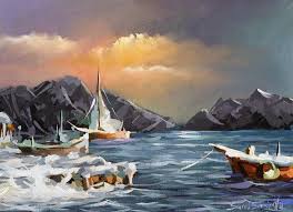 Ressam Sami Samioglu Blog Sitesi Artrage Yagli Boya Tablo Calismasi Buz Denizi Peyzaj Tablolar Yagli Boya Resim