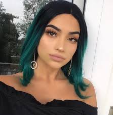 Peruvian Hair Teal Ombre With Black Root Lace Front Bob Wig Straight Green Hair Ombre Hair Inspiration Hair Beauty