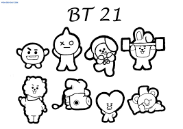 Bts coloring pages you are viewing some bts coloring pages sketch templates click on a template to sketch over it and color it in and share with your family and friends. Bt21 Coloring Pages 80 Free Printable Coloring Pages