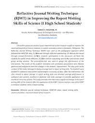 Our paper is started, and our bibliography is all. Pdf Reflective Journal Writing Technique Rjwt In Improving The Report Writing Skills Of Science Ii High School Students