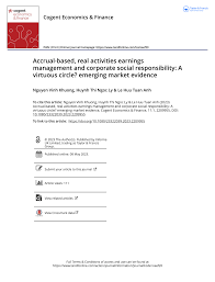 PDF) Accrual-based, real activities earnings management and corporate  social responsibility: A virtuous circle? emerging market evidence