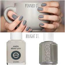 Finish with matte about you top coat. Matte Gray Nails Grey Matte Nails Nail Colors Nail Polish