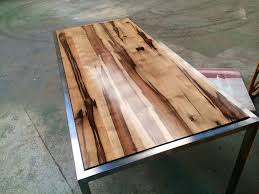 Blackheart Sassafras 8 Seater Table With Polished Stainless Steel Base Wood Steel Coffee Table Table