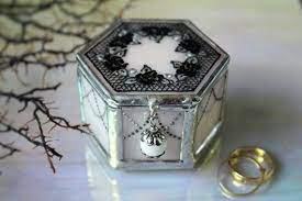 Pastel Goth Wedding Ring Box With A Cushion Blush Glass Ring Etsy Wedding Ring Box Goth Ring Goth Wedding Ring