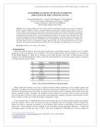 Own damage claim in that case, you should engage a lawyer. Pdf An Empirical Study Of Road Accidents Influence Of The Costs Of Living