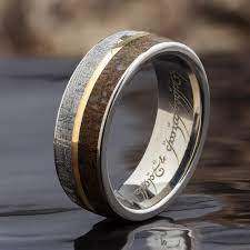 Gibeon Meteorite Ring With Fossil And Yellow Gold Pinstripe 1551yg In 2021 Mens Wedding Rings Silicone Wedding Rings Wedding Rings