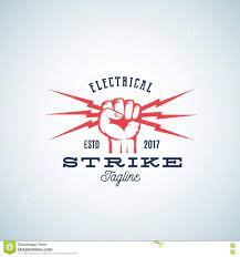A logo is a symbol, mark, or other visual element that a company uses in place of or in conjunction with its business title. Elektrisches Streik Energie Zusammenfassungs Vektor Emblem Oder Logo Template Faust Die Blitz Symbol Mit Retro Typografie Halt Vektor Abbildung Illustration Von Blitz Aufstand 79094242
