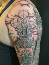 Welsh Prince Of Wales Feathers Tattoo Words Mean I Serve Welsh Tattoo Tattoos Body Art Tattoos