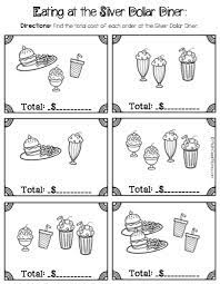 Free grade 1 math worksheets. Money Math Practice Worksheets Diner Theme