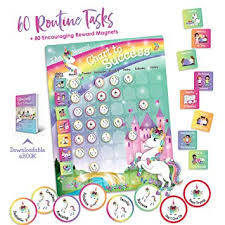 Unicorn Chart To Success Magnetic Dry Erase Daily Routine Responsibility Chore Chart For Kids 80 Reward Tiles 60 Tasks Including Behavior And