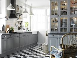 Grey Country Style Kitchen With Linoleum Kitchen Flooring Flooring Ideas Floor Design Trends Country Kitchen Designs Kitchen Remodel Small Stylish Kitchen